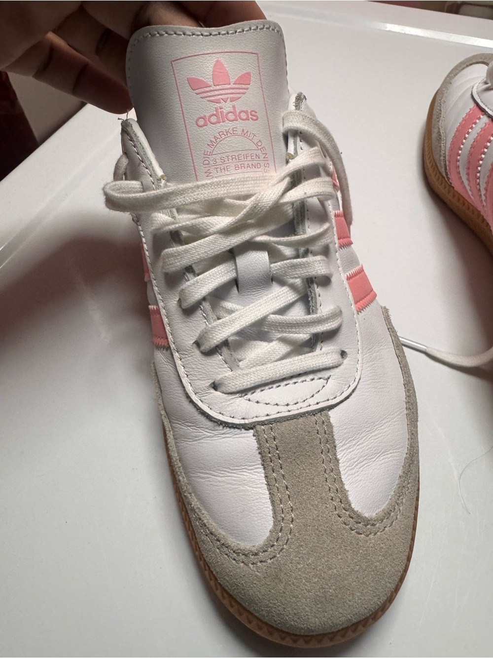 adidas White and Pink Samba Sneakers - Picture 8 of 9